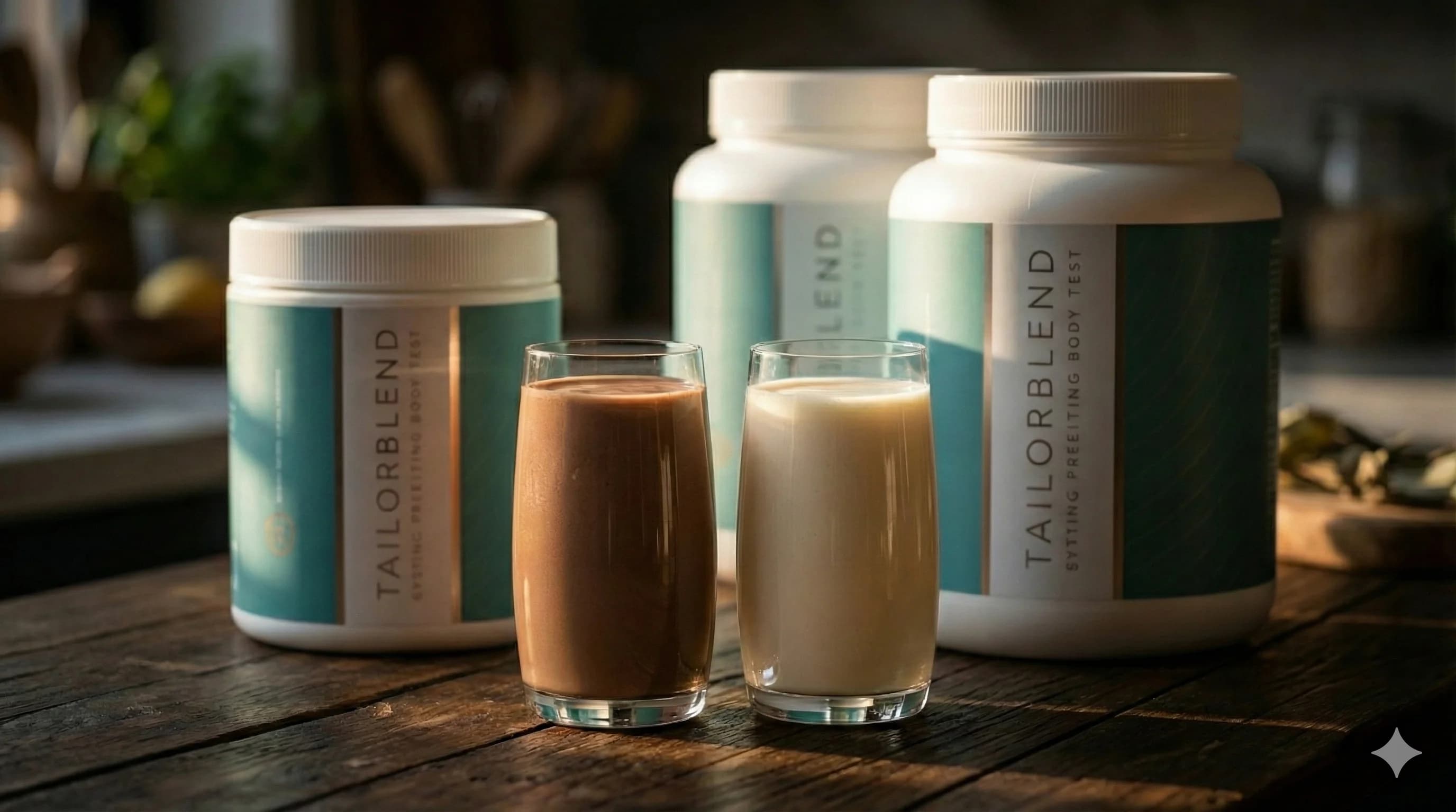 TAILORBLEND containers with chocolate and vanilla shakes