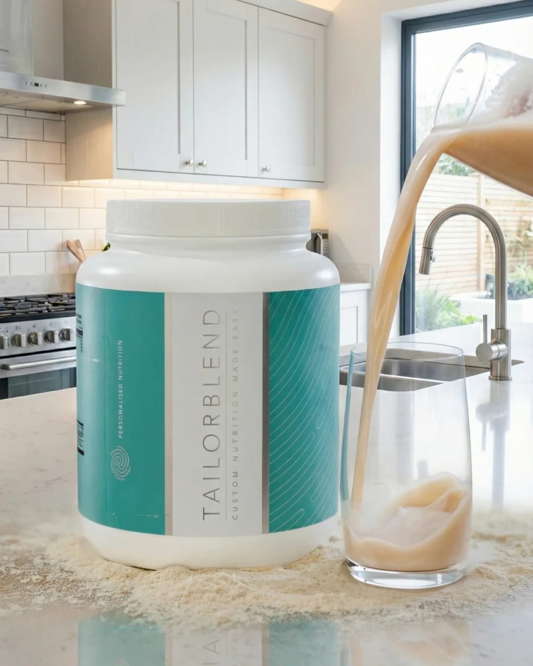 TAILORBLEND vanilla shake in kitchen